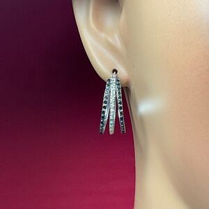 SLC Sterling Silver hoop earrings with stones